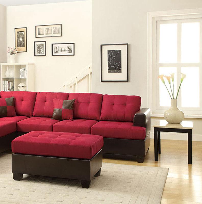 

    
Poundex Furniture F7601 Sectional Sofa Set Brown/Red F7601
