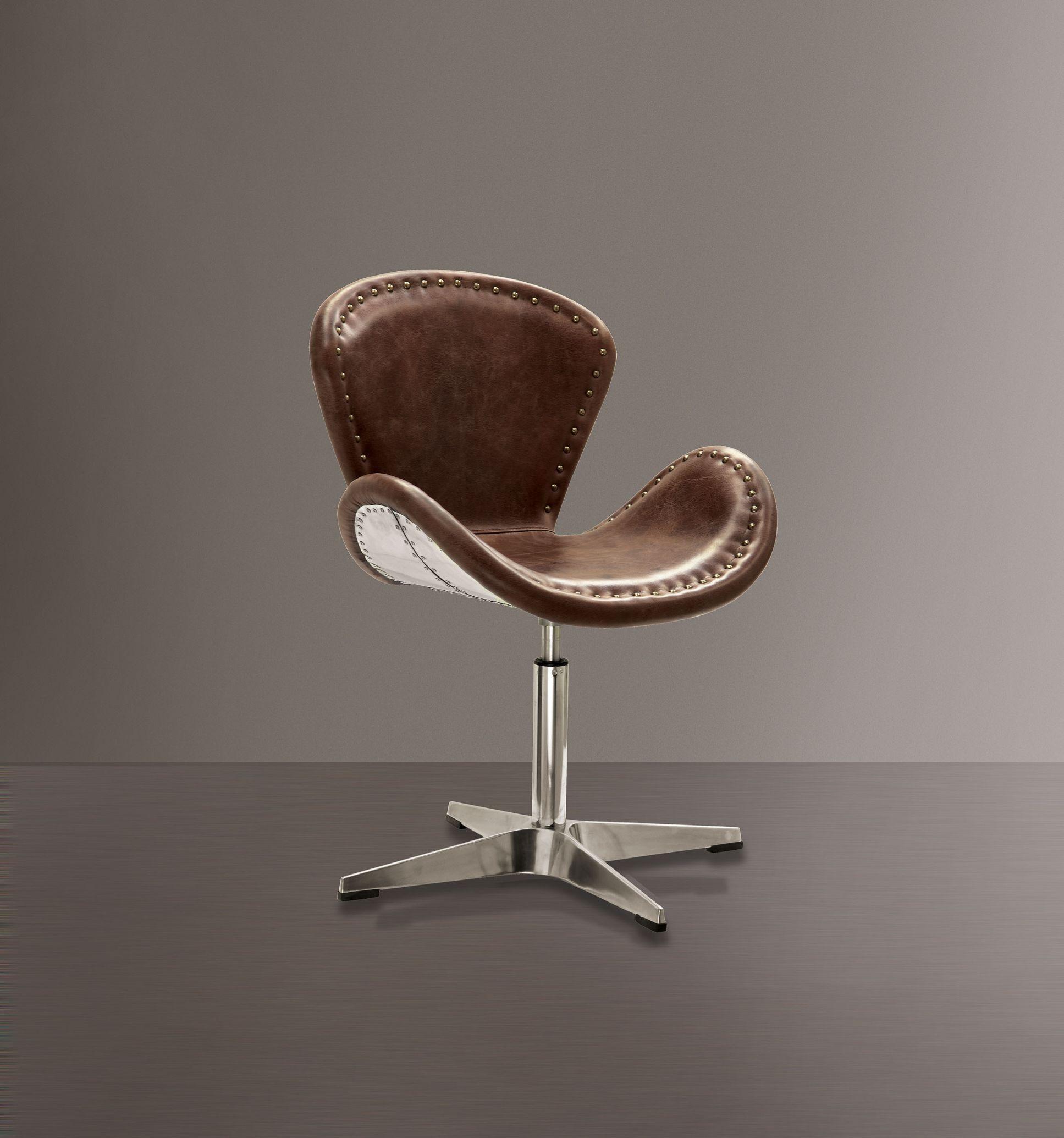 Modern Swivel Chair Brancaster Swivel Chair 96554-C 96554-C in Brown Top grain leather