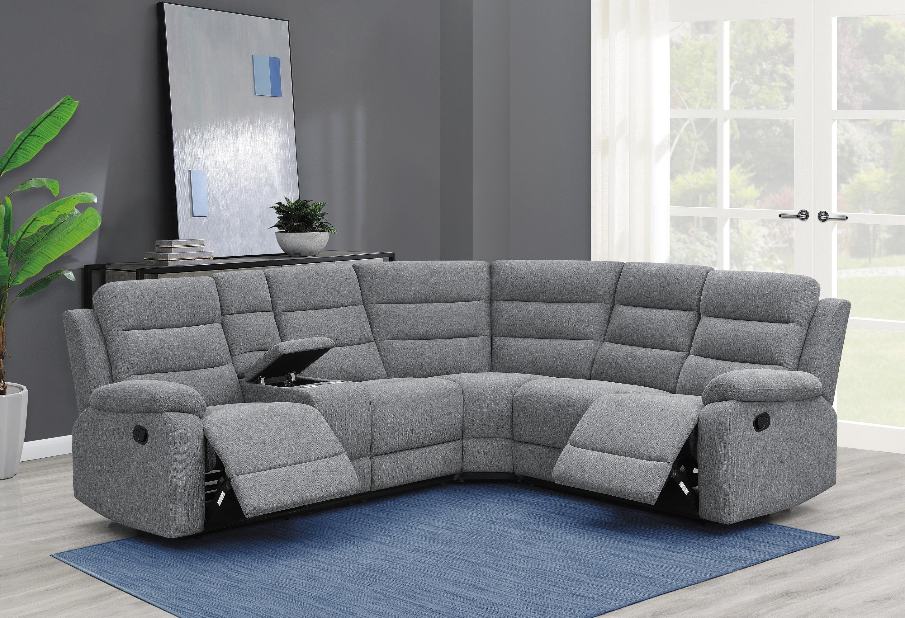 

    
609620 Modern Smoke Linen-like Upholstery 3-Piece Motion Sectional Coaster 609620 David
