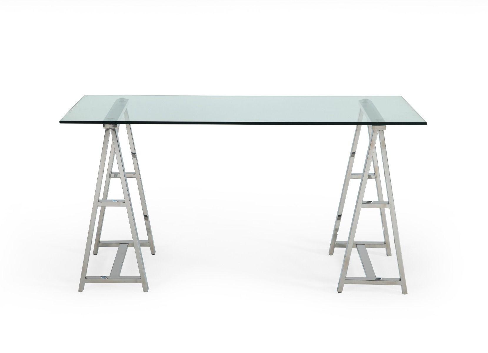 

    
Modern Stainless Steel & Glass Desk by VIG Modrest Ostro
