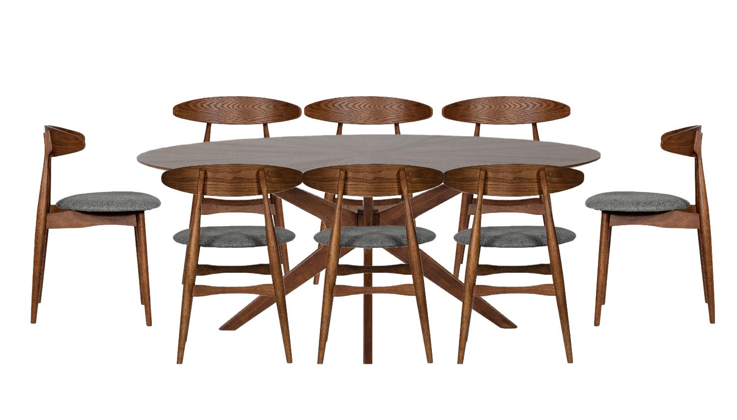 Contemporary, Modern Dining Room Set Prospect VGMAMIT-5276-1-9pcs in Walnut Fabric