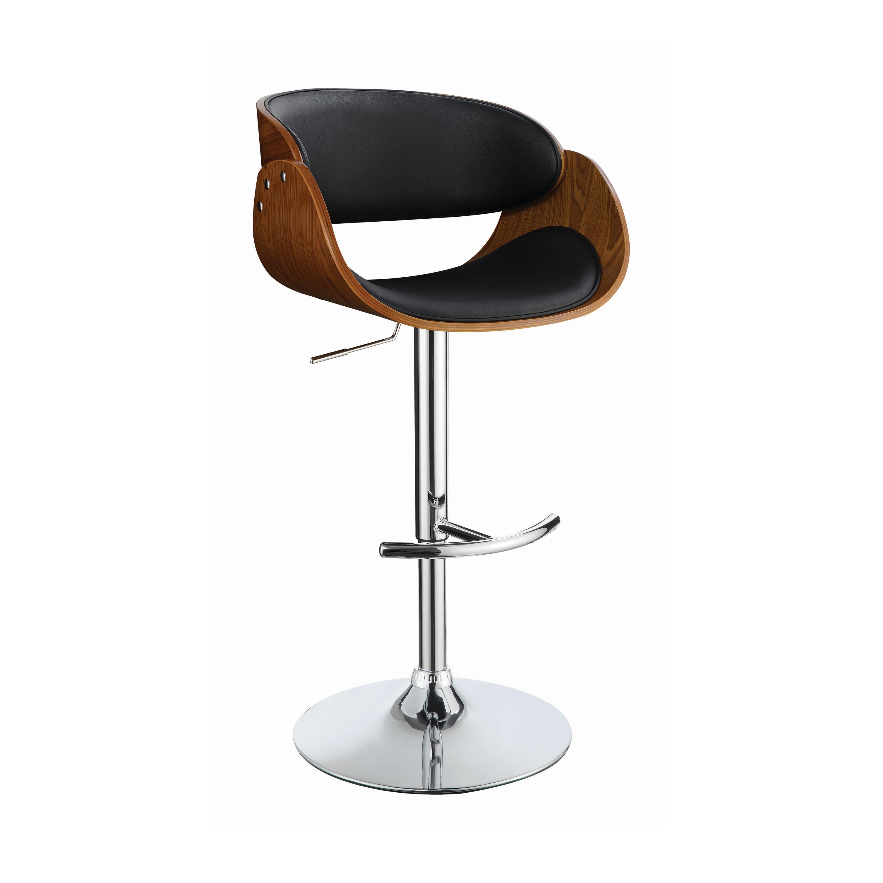 

    
Modern Walnut & Black Leatherette Bar Stool Coaster 104965
