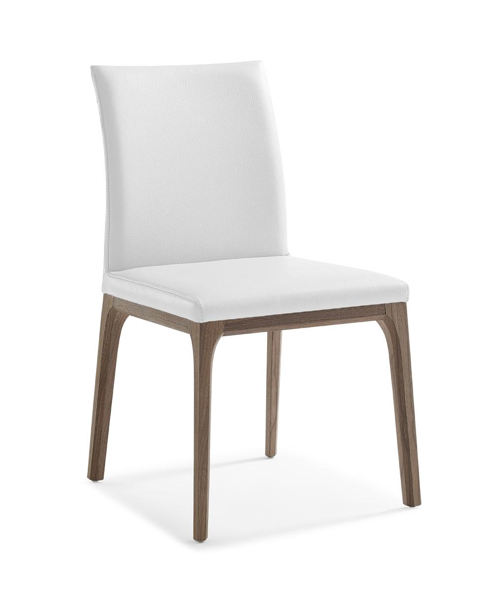 Modern Dining Chair Set DC1454-WLT/WHT Stella DC1454-WLT/WHT in Walnut, White Faux Leather