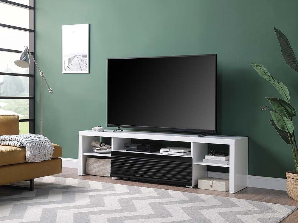 

    
Modern White & Black TV Stand by Acme LV00998 Buck II
