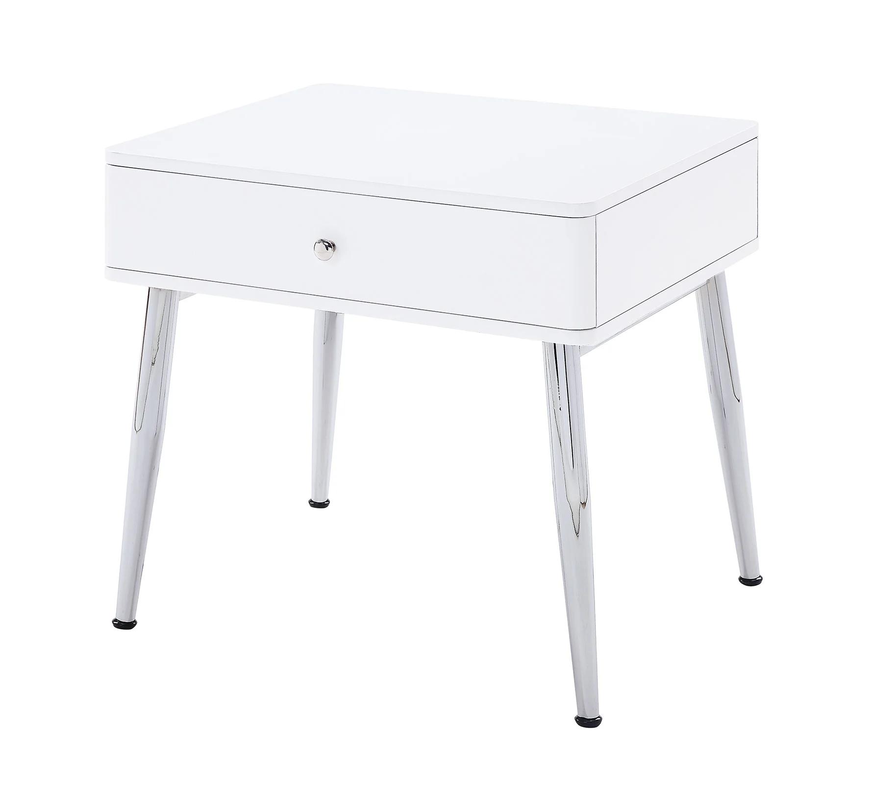 Modern End Table Weizor 87152 in White High Gloss