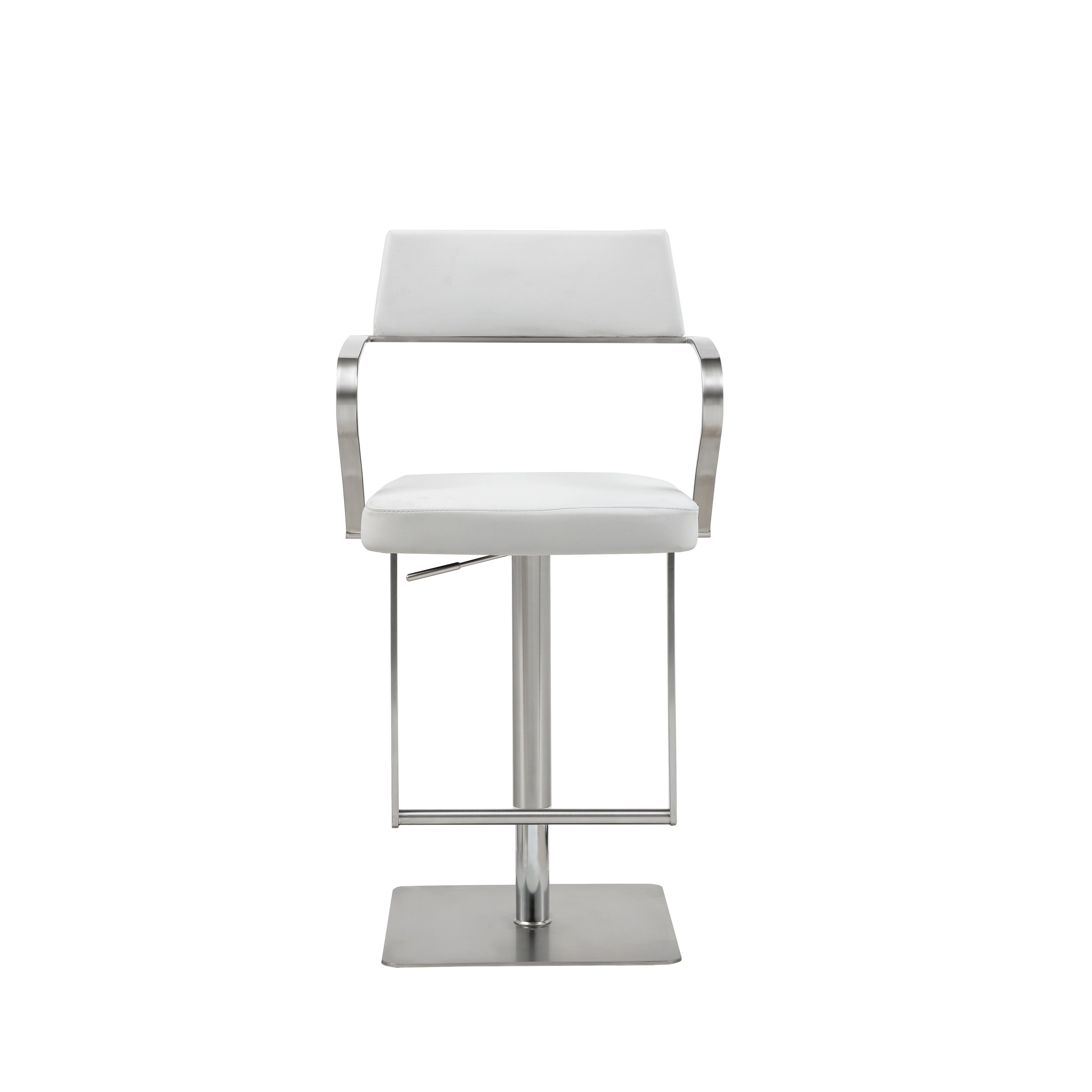 Modern Bar Stool BS1621P-WHT Zuri BS1621P-WHT in White Faux Leather