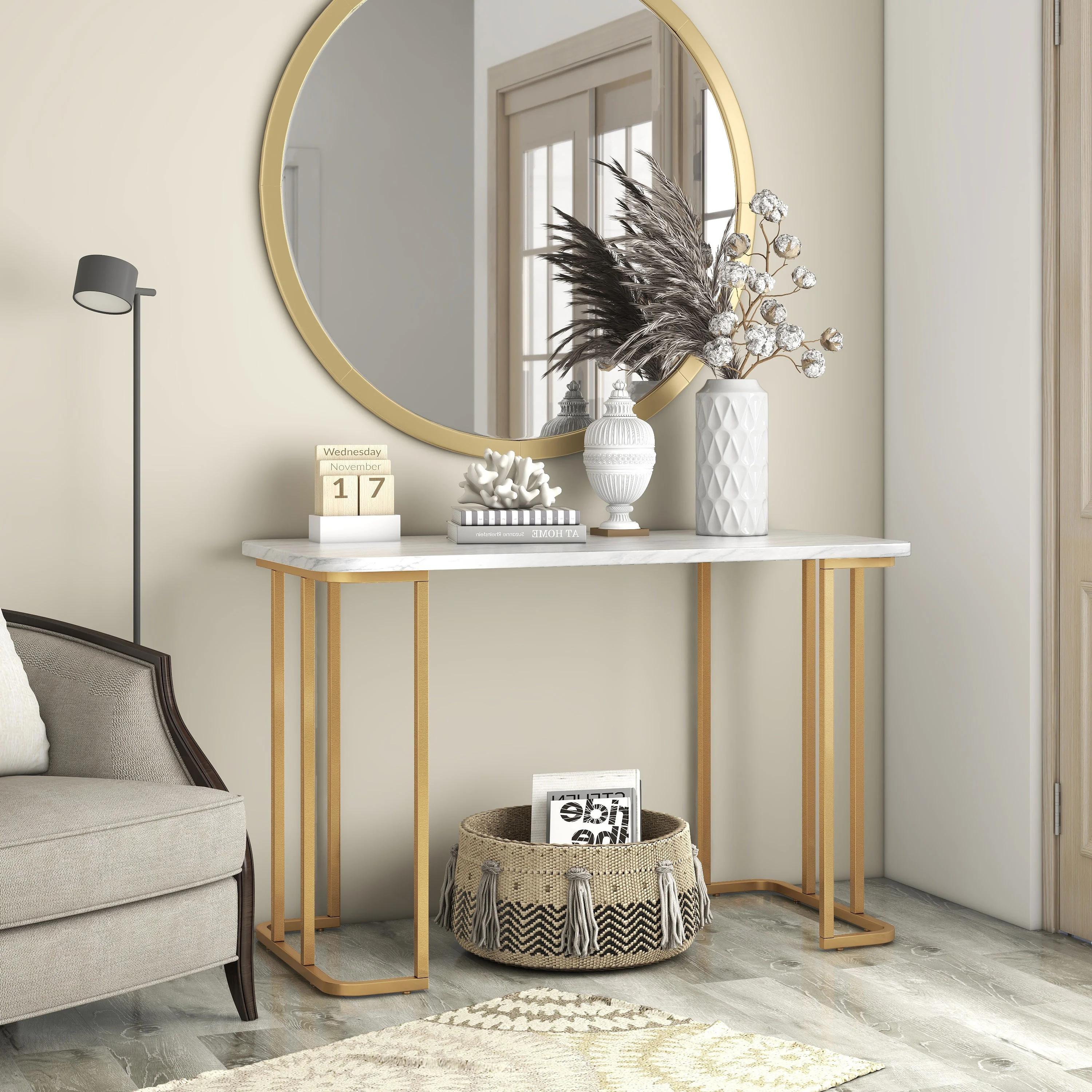 

    
Modern White & Gold Finish Vanity Desk by Acme AC00902 Estie
