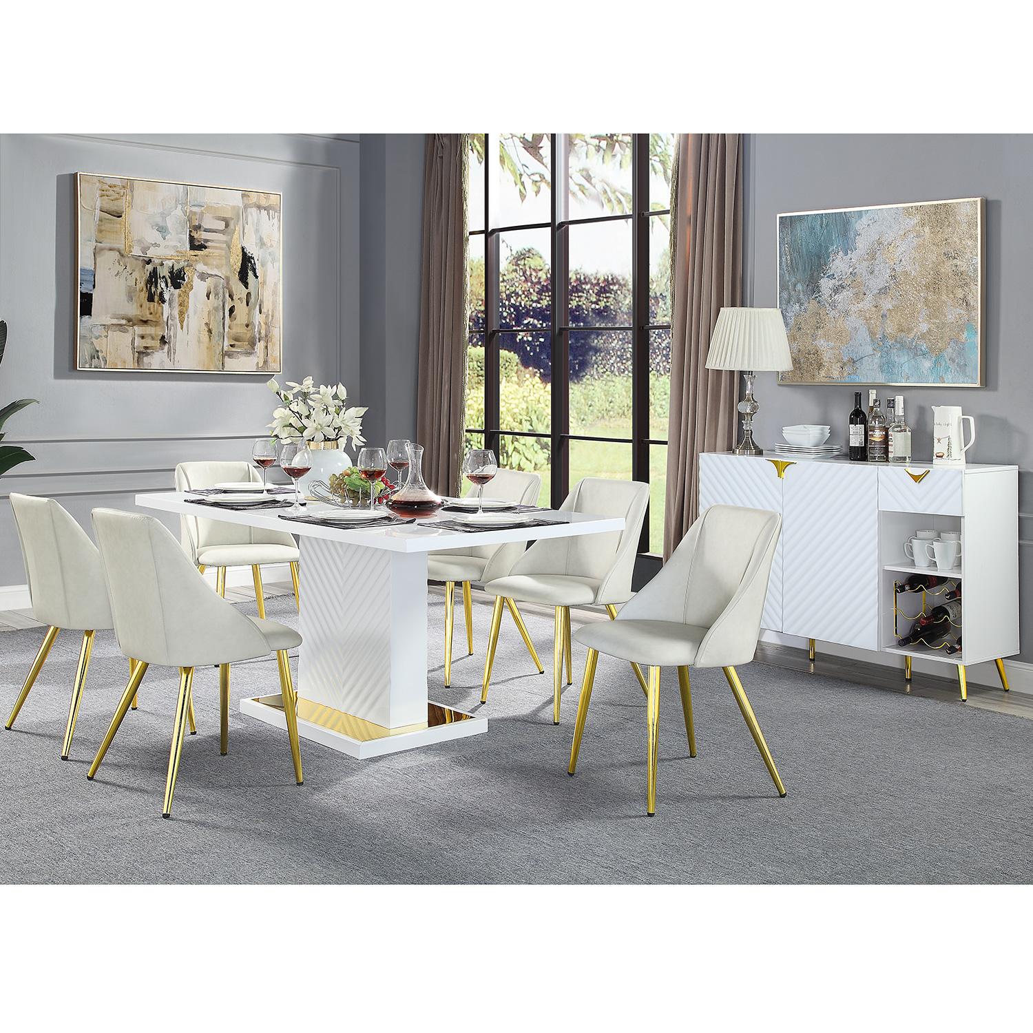 Modern, Casual Dining Room Set Gaines DN01258-7pcs in White 
