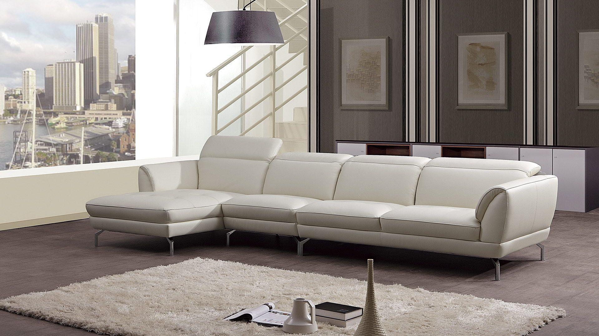 

    
White Italian Leather Sectional Sofa RIGHT EK-L023-W American Eagle Modern

