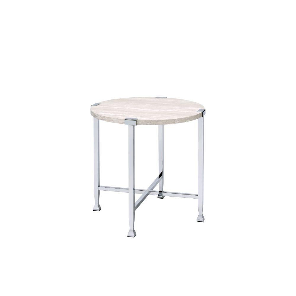 Modern End Table Brecon 83212 in White 