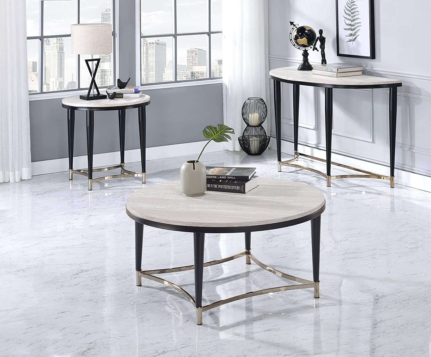 Modern Coffee Table and 2 End Tables Ayser 85380-3pcs in White 