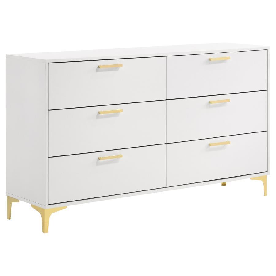 Contemporary, Modern Dresser With Mirror Kendall Dresser With Mirror 2PCS 224403-D-2PCS 224403-D-2PCS in White, Gold 