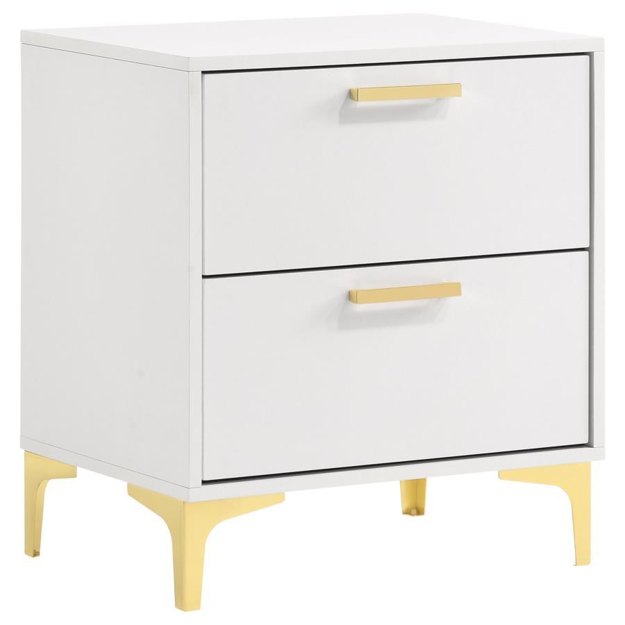 Contemporary, Modern Nightstand Kendall Nightstand 224402-N 224402-N in White, Gold 