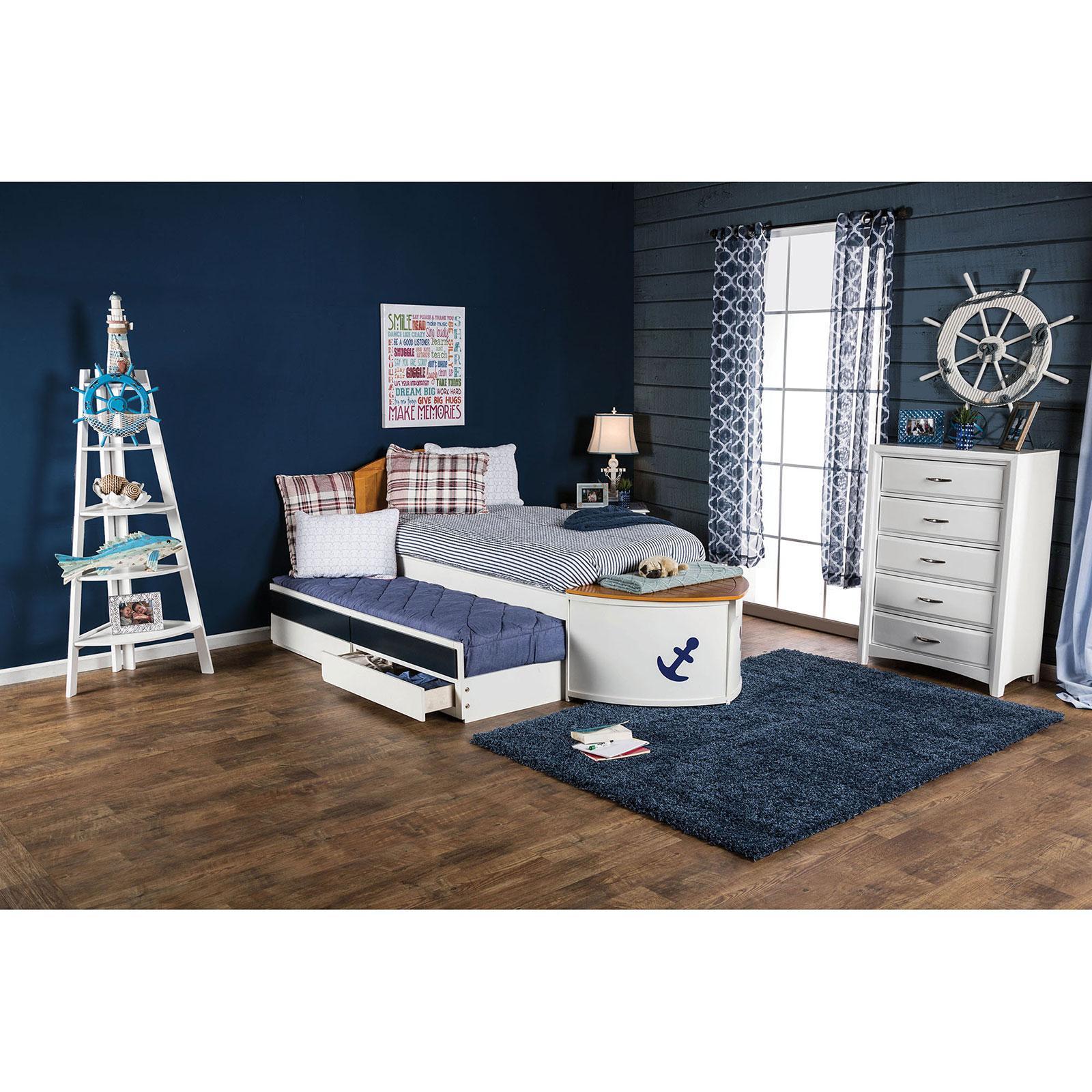 

    
White Wood CAPTAIN Twin Bed  VOYAGER CM7768 Furniture of America Modern
