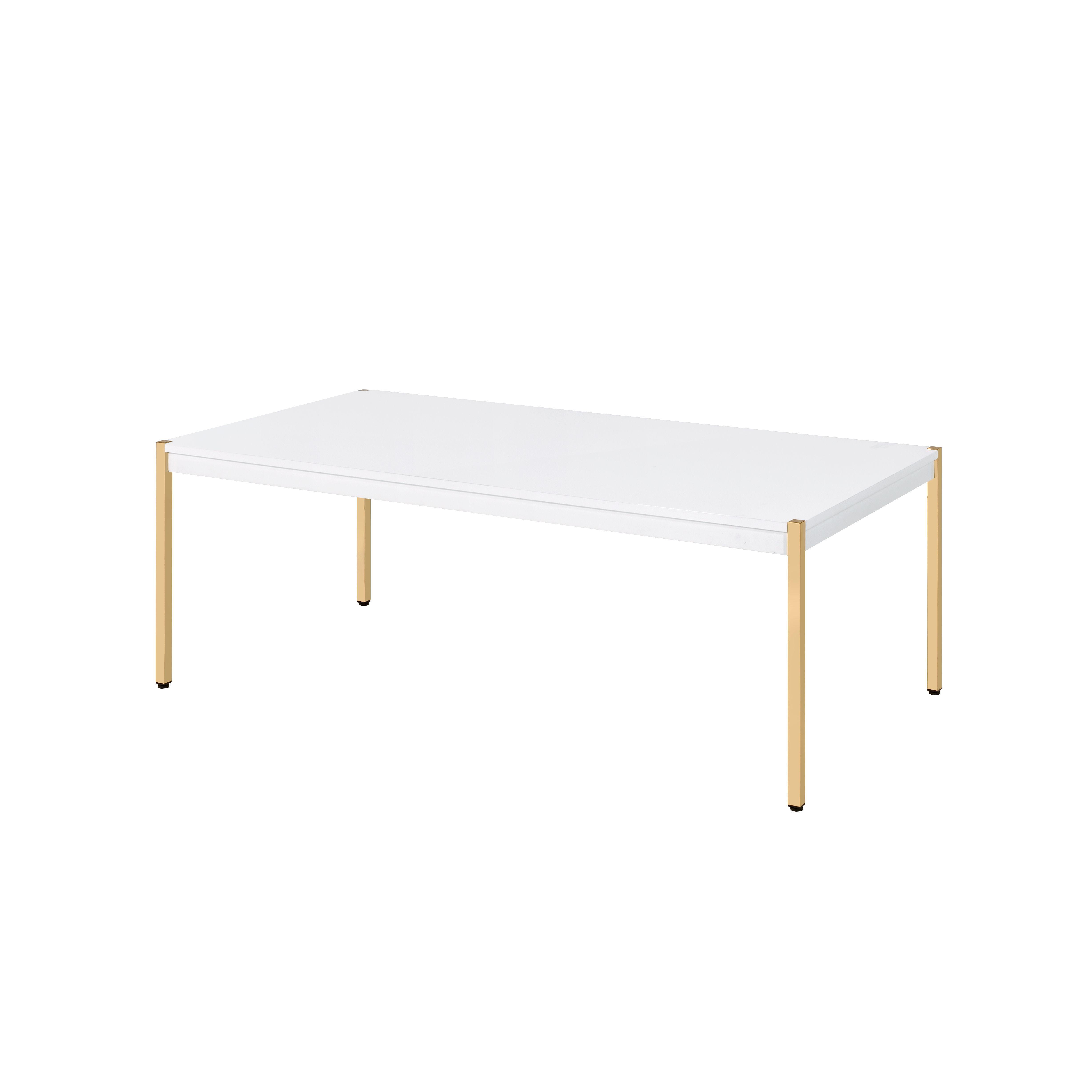

    
Modern Wood White & Gold Coffee Table + 2 End Tables by Acme Otrac LV00034-3pcs
