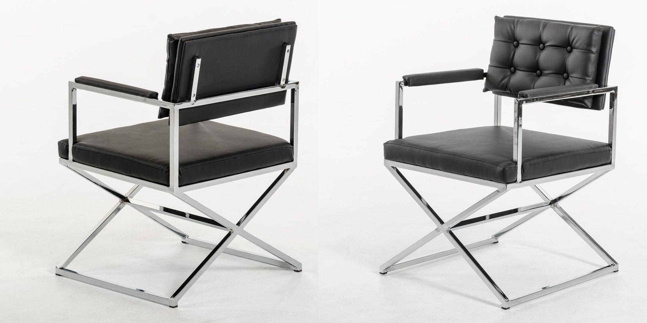 Modern Dining Chair Set VGHR4047-BLK-Set-2 VGHR4047-BLK-Set-2 in Black Leatherette