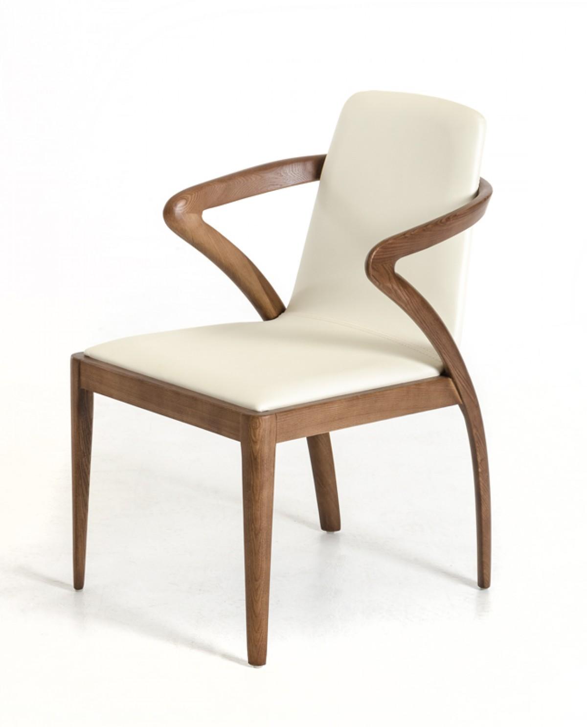 

    
Modern Modrest Falcon Walnut & Cream Dining Chair Set 2Pcs Mid Century
