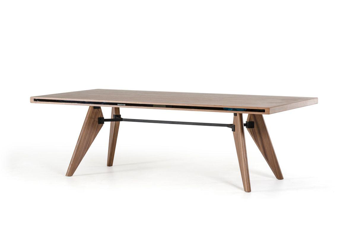 

    
Modern Walnut & Mirrored Glass Side Accents Dining Table by VIG Modrest Kennedy

