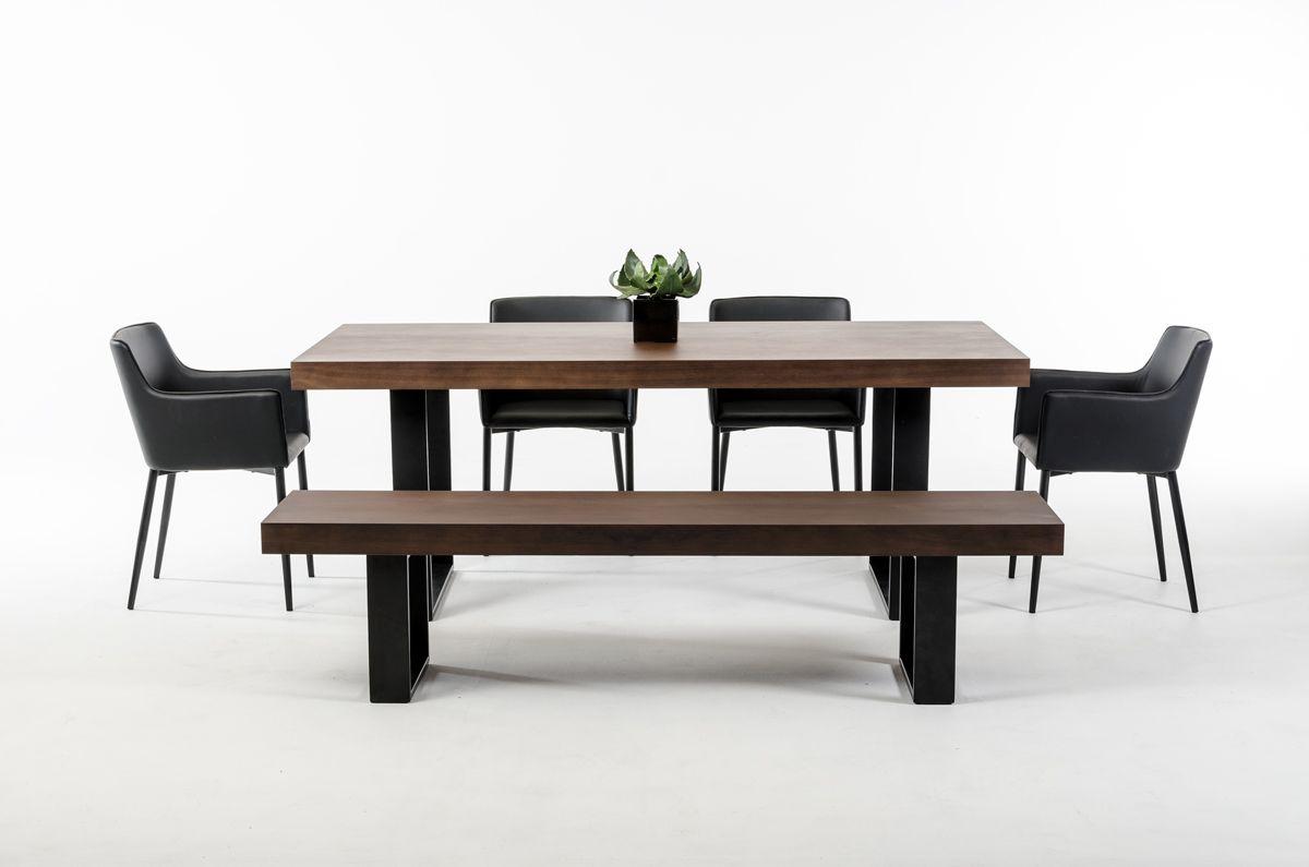 Contemporary, Modern Dining Table Lola VGVCT8922-WAL in Walnut, Black 