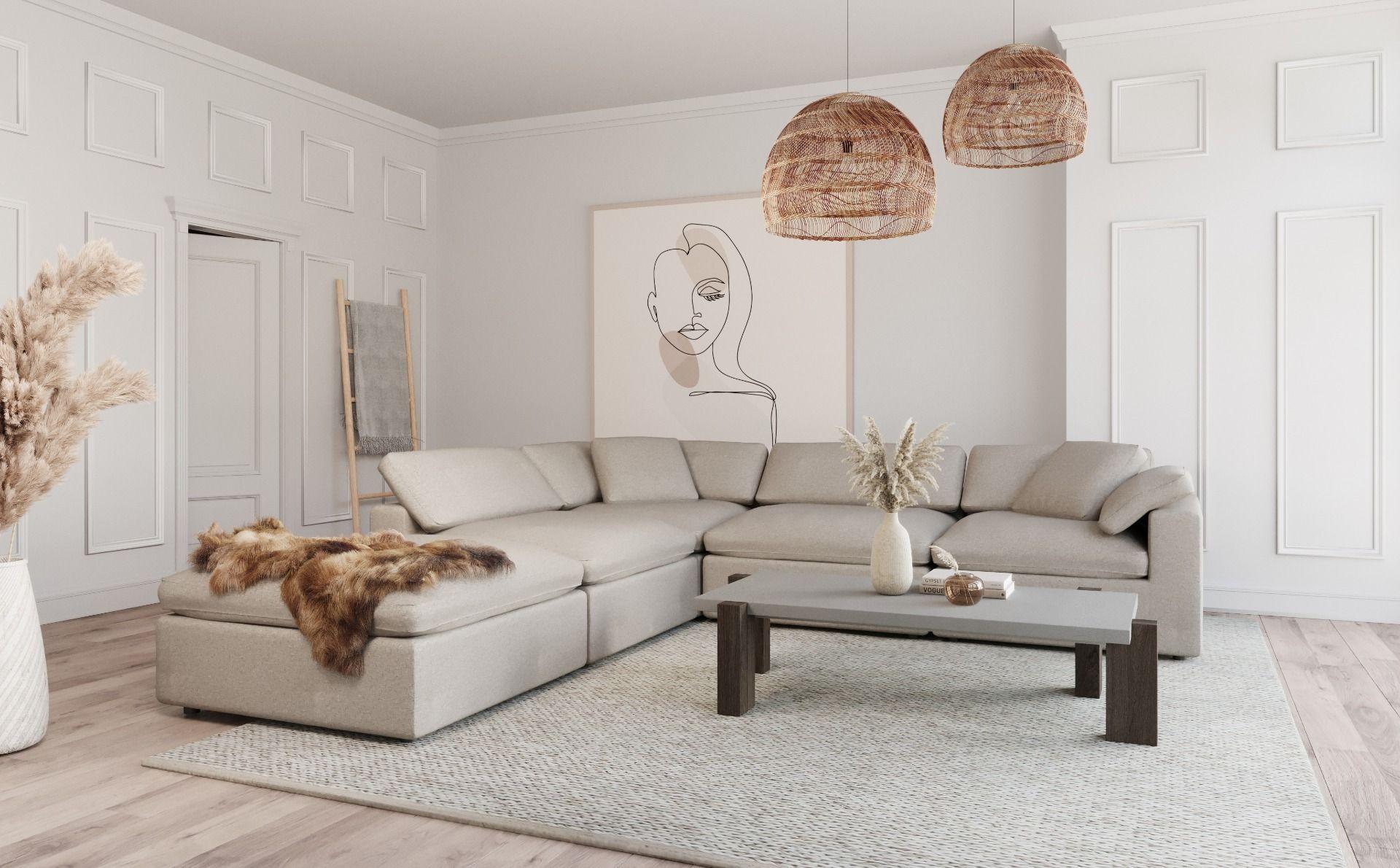 Contemporary, Modern Modular Sectional Sofa VGMBMB-1833-CRM VGMBMB-1833-CRM in Cream Fabric