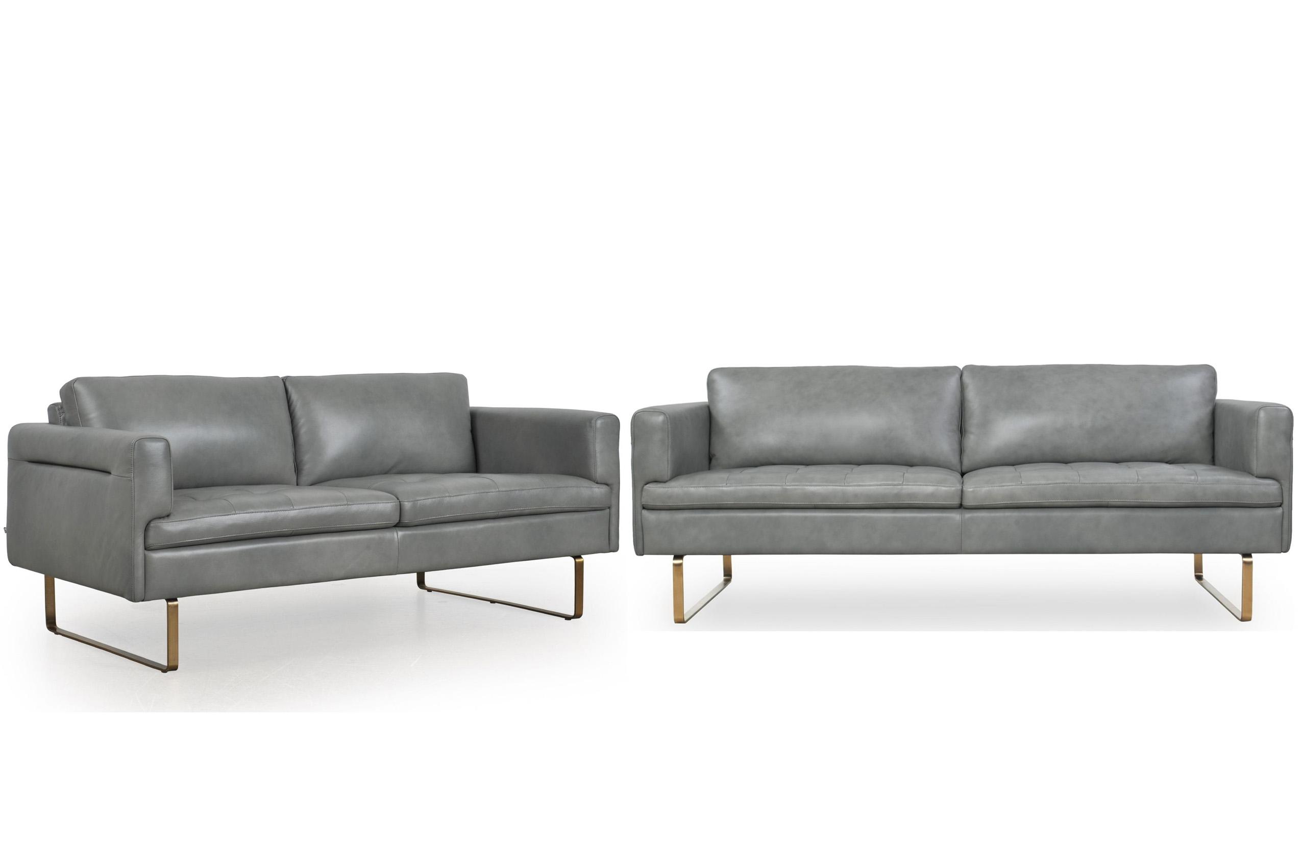 

    
Gray Top Grain Leather Sofa & Loveseat Set 2Pcs 365 Frensen Moroni Modern
