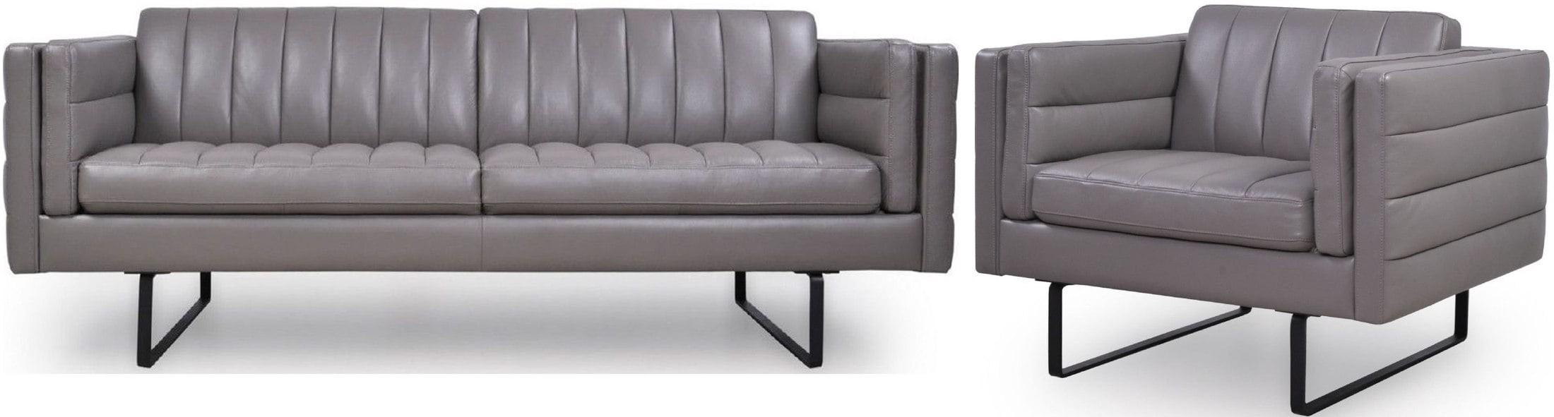 Modern Sofa Set Orson 582 58203B1309-Set-2 in Gray Top grain leather