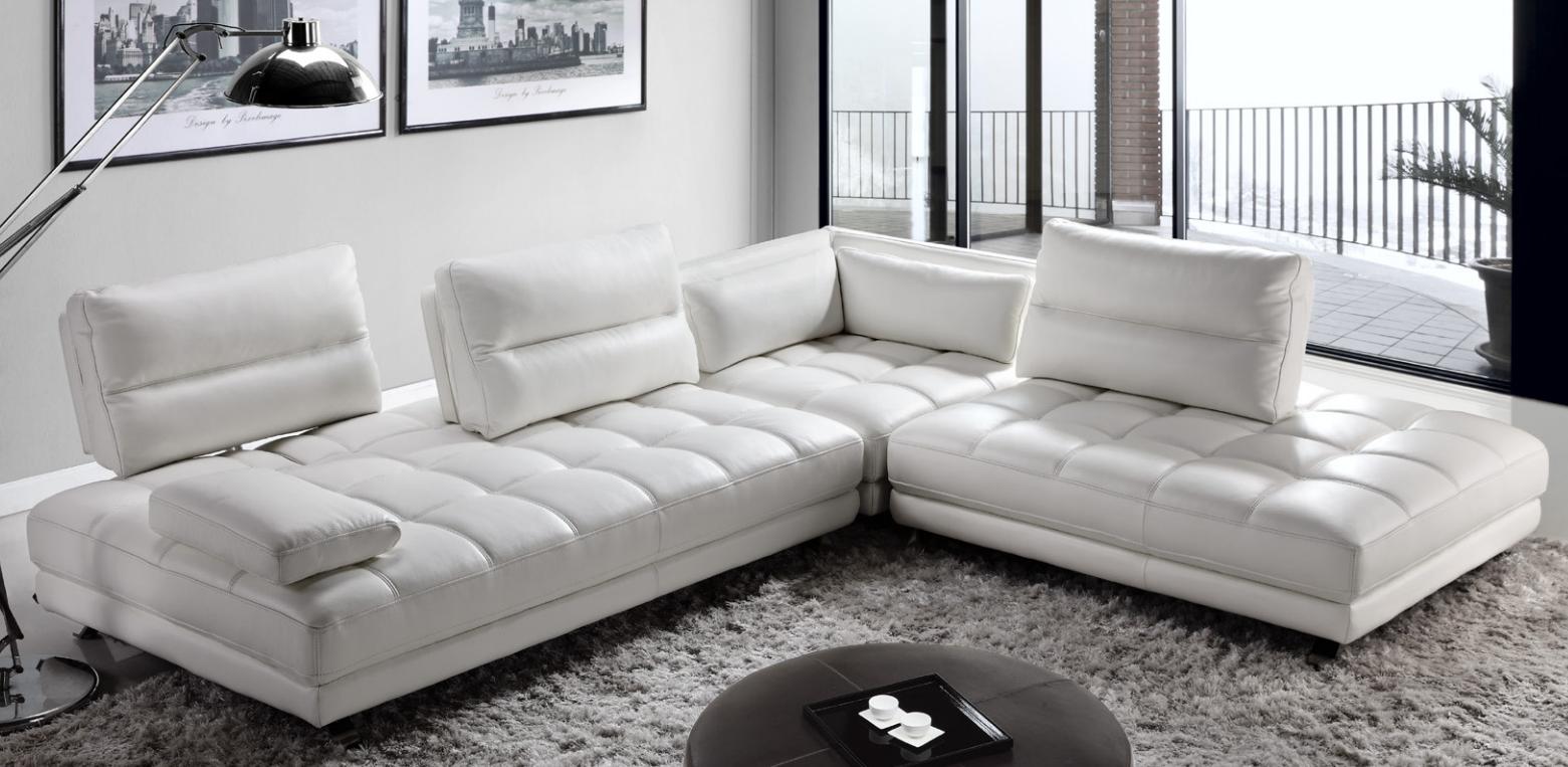 Modern Sectional Sofa Teva 556 556SCB1296 in White Top grain leather
