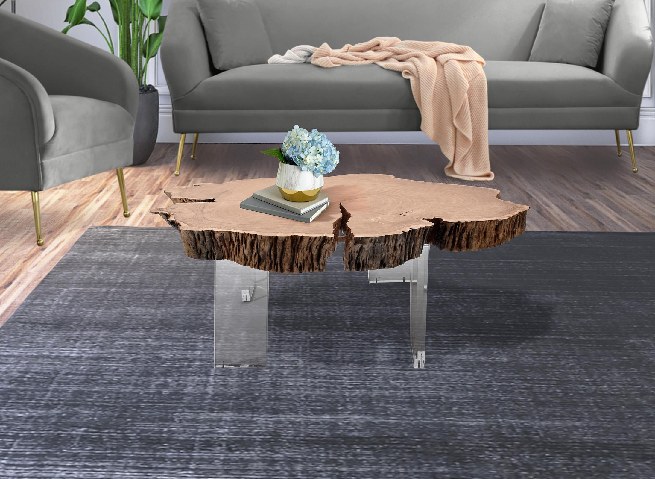 

    
Natural Wood & Acrylic Coffee Table WOODLAND 258-CT Meridian Modern
