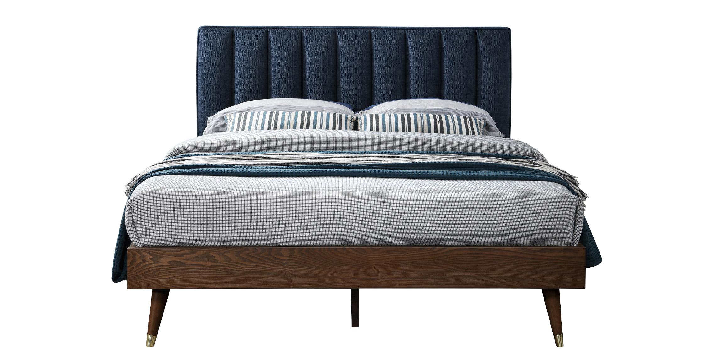 

    
Navy Linen Fabric Channel Tufted King Bed VANCE Meridian Contemporary Modern
