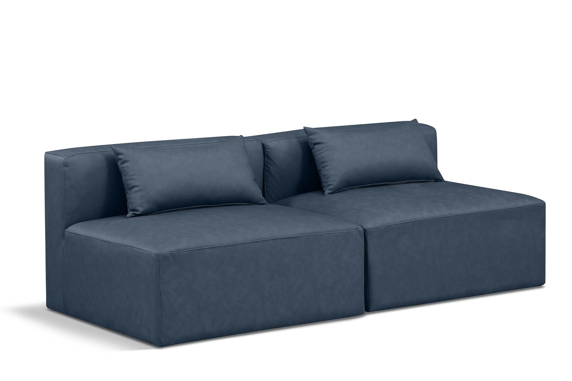 Contemporary, Modern Modular Sofa CUBE 668Navy-S72A 668Navy-S72A in Navy Faux Leather