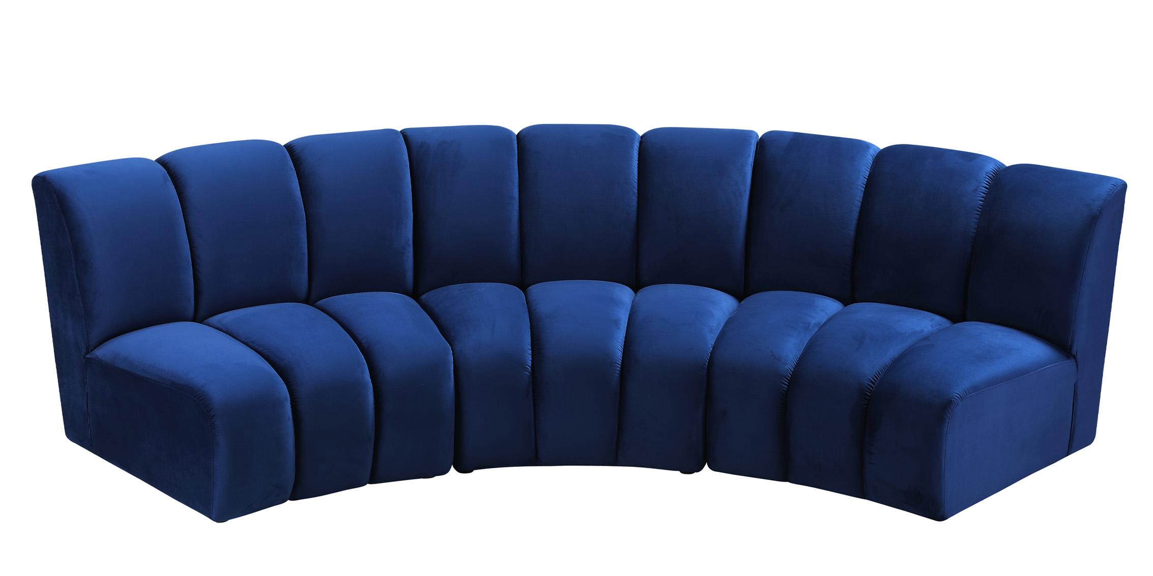 Meridian Furniture INFINITY 638Navy-3PC Modular Sectional Sofa