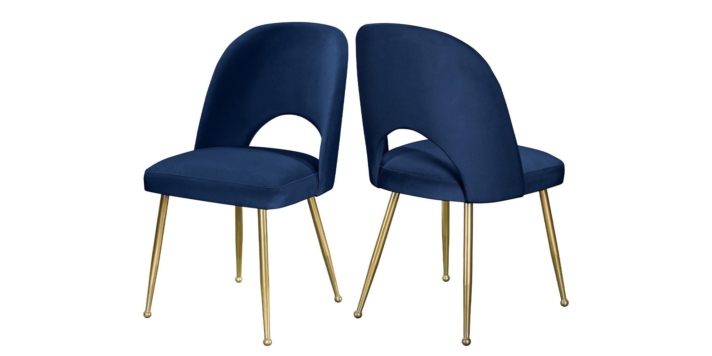 Contemporary, Modern Dining Chair Set LOGAN 990Navy-C 990Navy-C in Navy, Gold Fabric