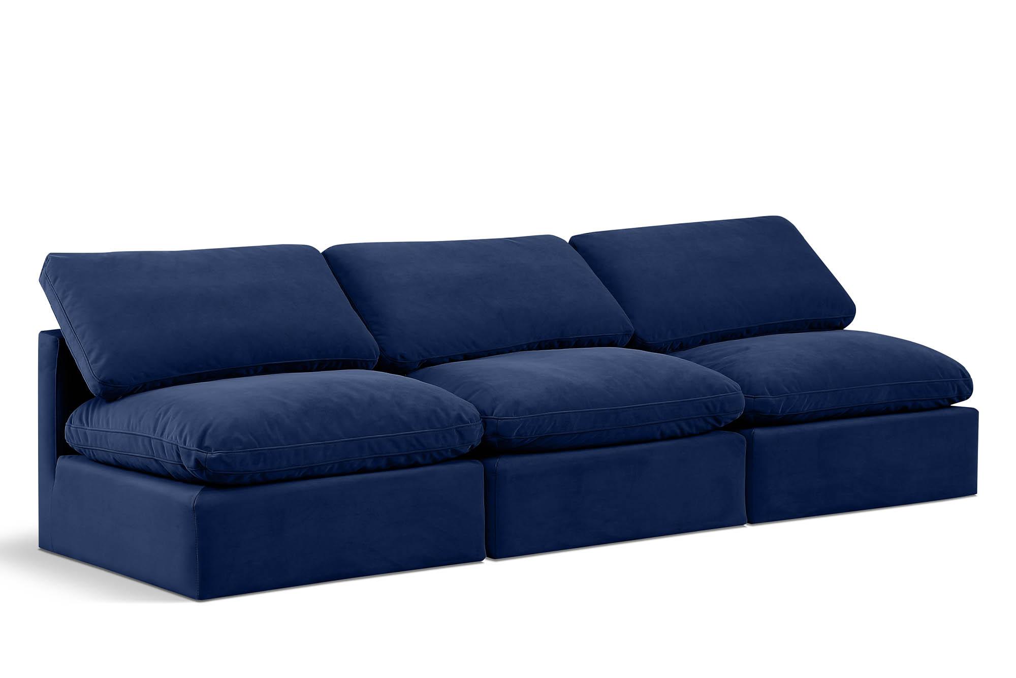 Contemporary, Modern Modular Sofa INDULGE 147Navy-S3 147Navy-S3 in Navy Velvet