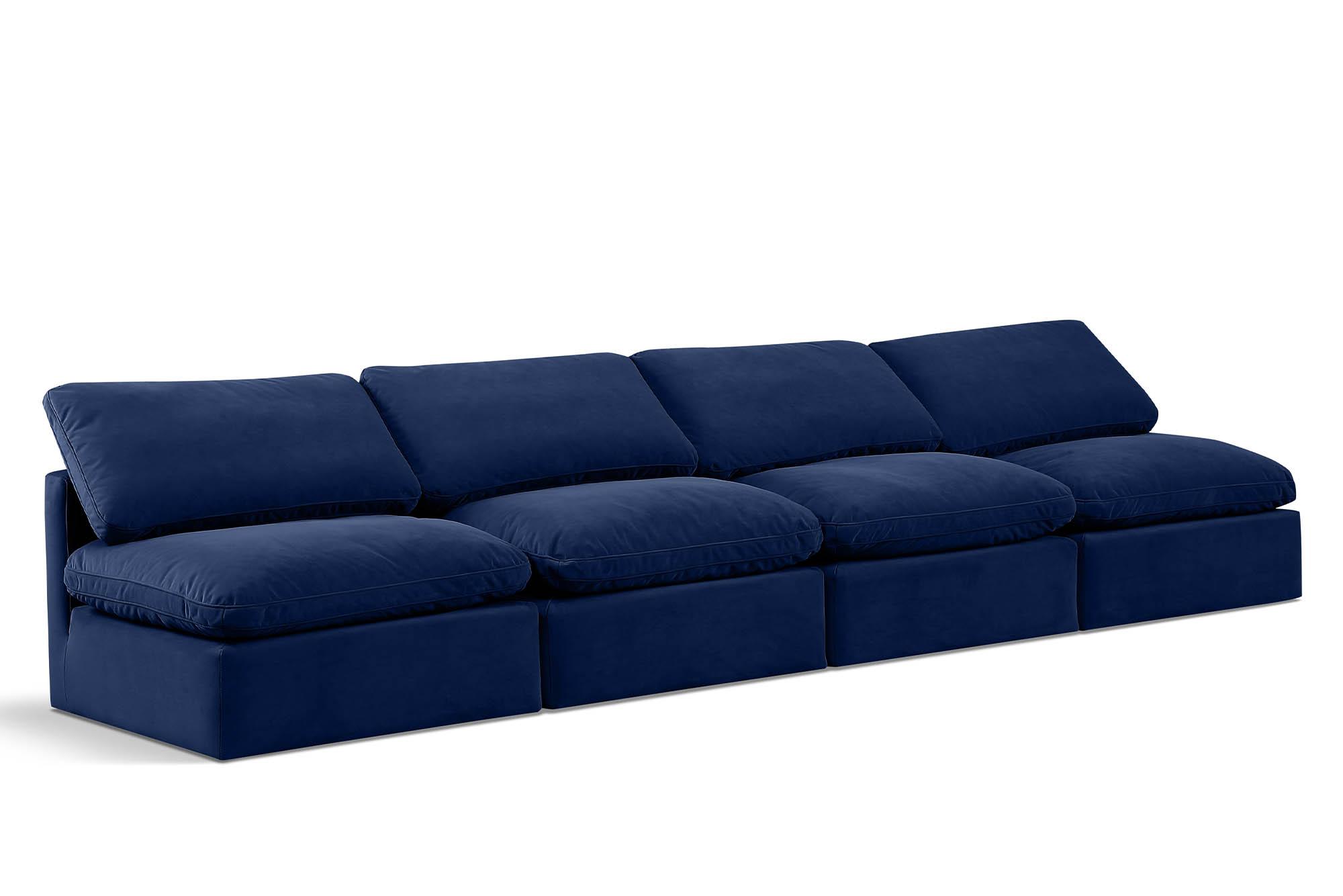 Contemporary, Modern Modular Sofa INDULGE 147Navy-S4 147Navy-S4 in Navy Velvet