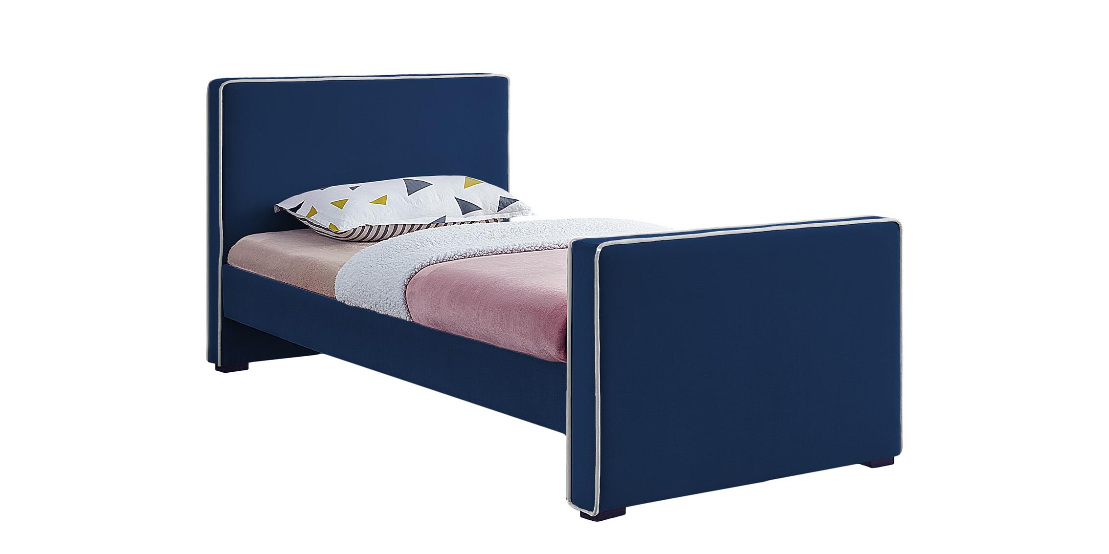Contemporary, Modern Platform Bed DILLARD DillardNavy-T DillardNavy-T in Navy Velvet