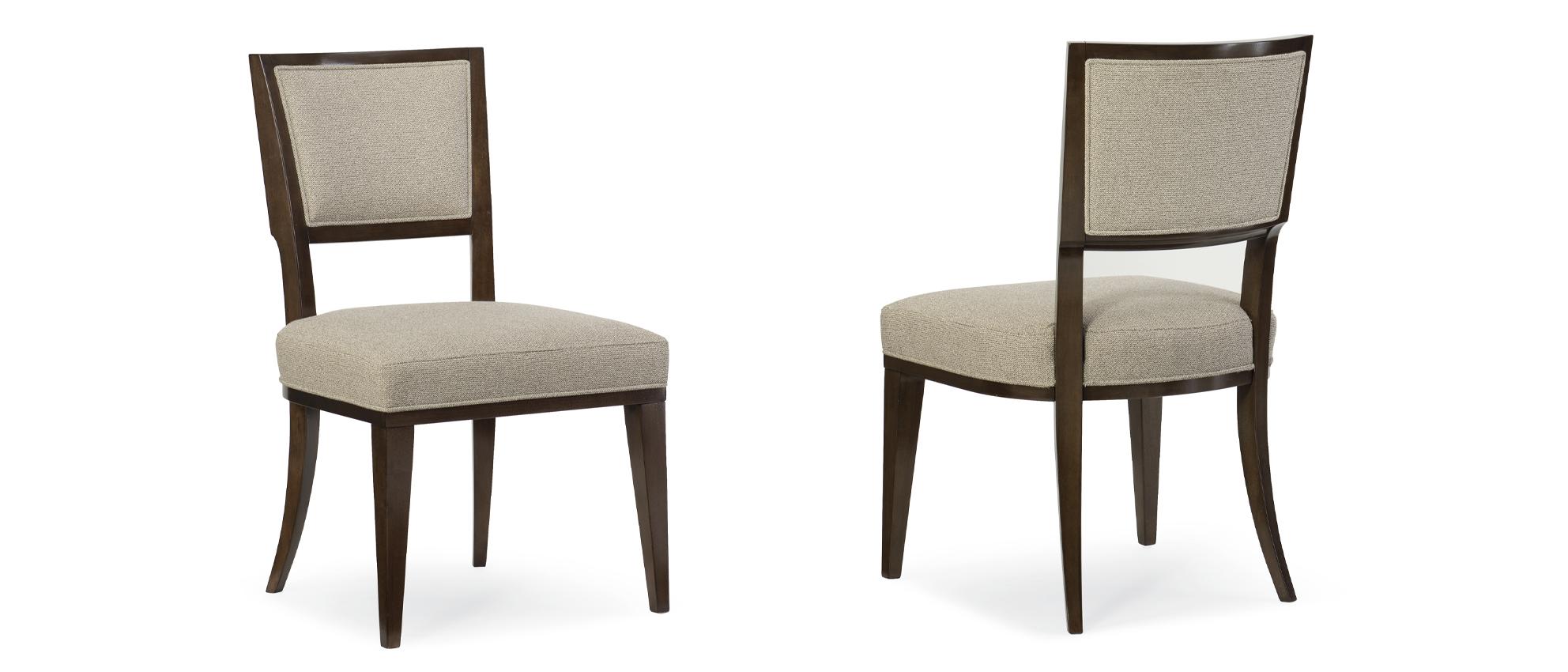 Contemporary Dining Side Chair MODERNE ARM CHAIR M022-417-282-Set-2 in Brown, Beige Fabric