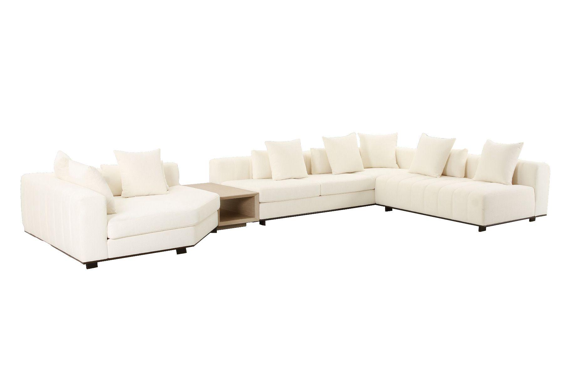 Contemporary Sectional Sofa AE3807 AE3807 in Off-White Fabric