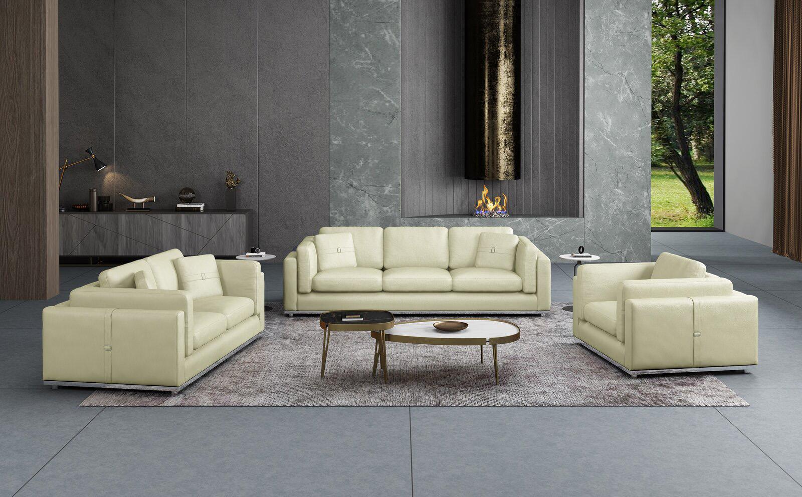 

    
 Shop  Off White Italian Leather Sofa Set 2Pcs Contemporary PICASSO EUROPEAN FURNITURE
