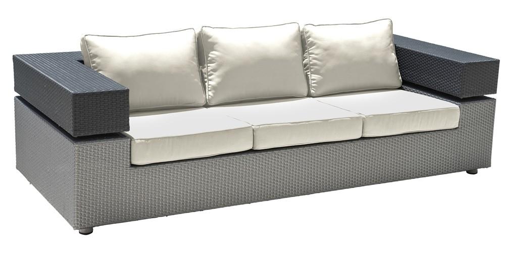 Modern Outdoor Sofa Onyx PJO-1901-BLK-S in Gray, Black, Beige Fabric