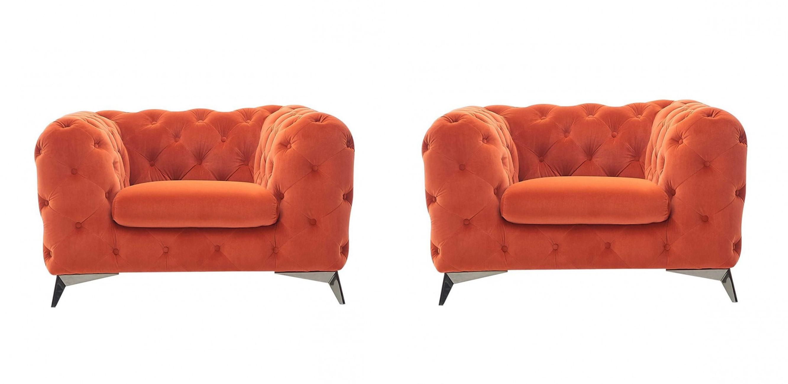 

    
Orange Velour Tufted Chair Set 2Pcs Divani Casa Delilah VIG Contemporary Modern
