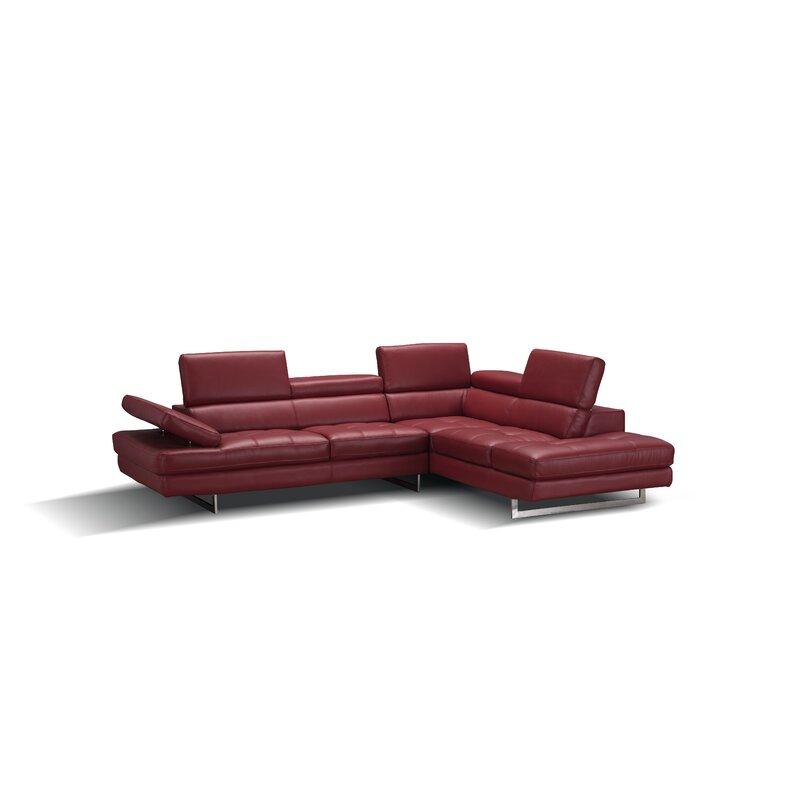 Contemporary Sectional Sofa Ashburton Ashburton Sectional Red in Red Leather