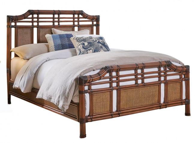 Contemporary Panel Bed Palm Island 1102-5651-ATQ-KB in Brown 