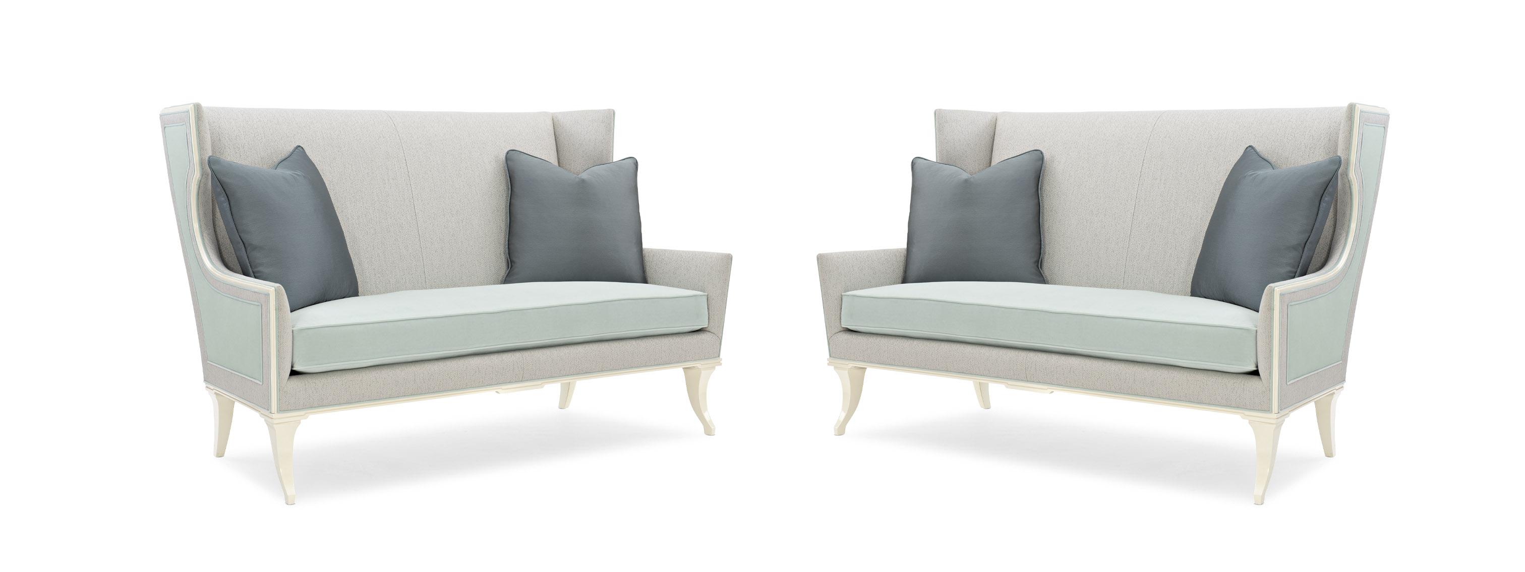 

    
Pastel Shade of Duck Egg Blue Traditional  Loveseat Set 2Pcs Tea Time by Caracole
