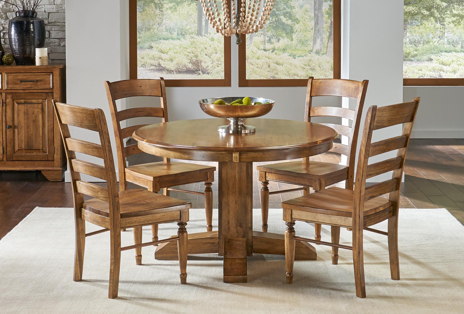 Rustic Dining Table Set Bennett BENSQ6250-Set-5 in Brown 