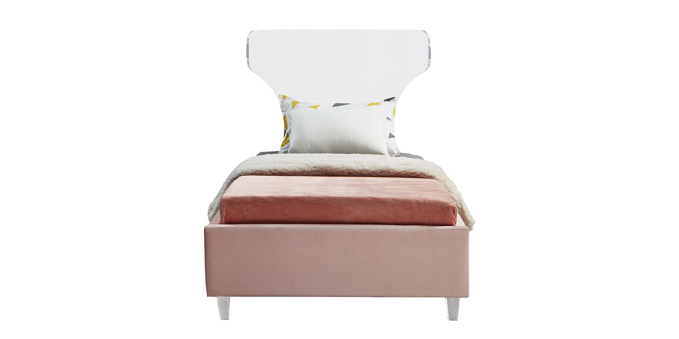 

    
Pink Fabric & Acrylic Headboard Twin Bed GHOST Pink-T Meridian Contemporary
