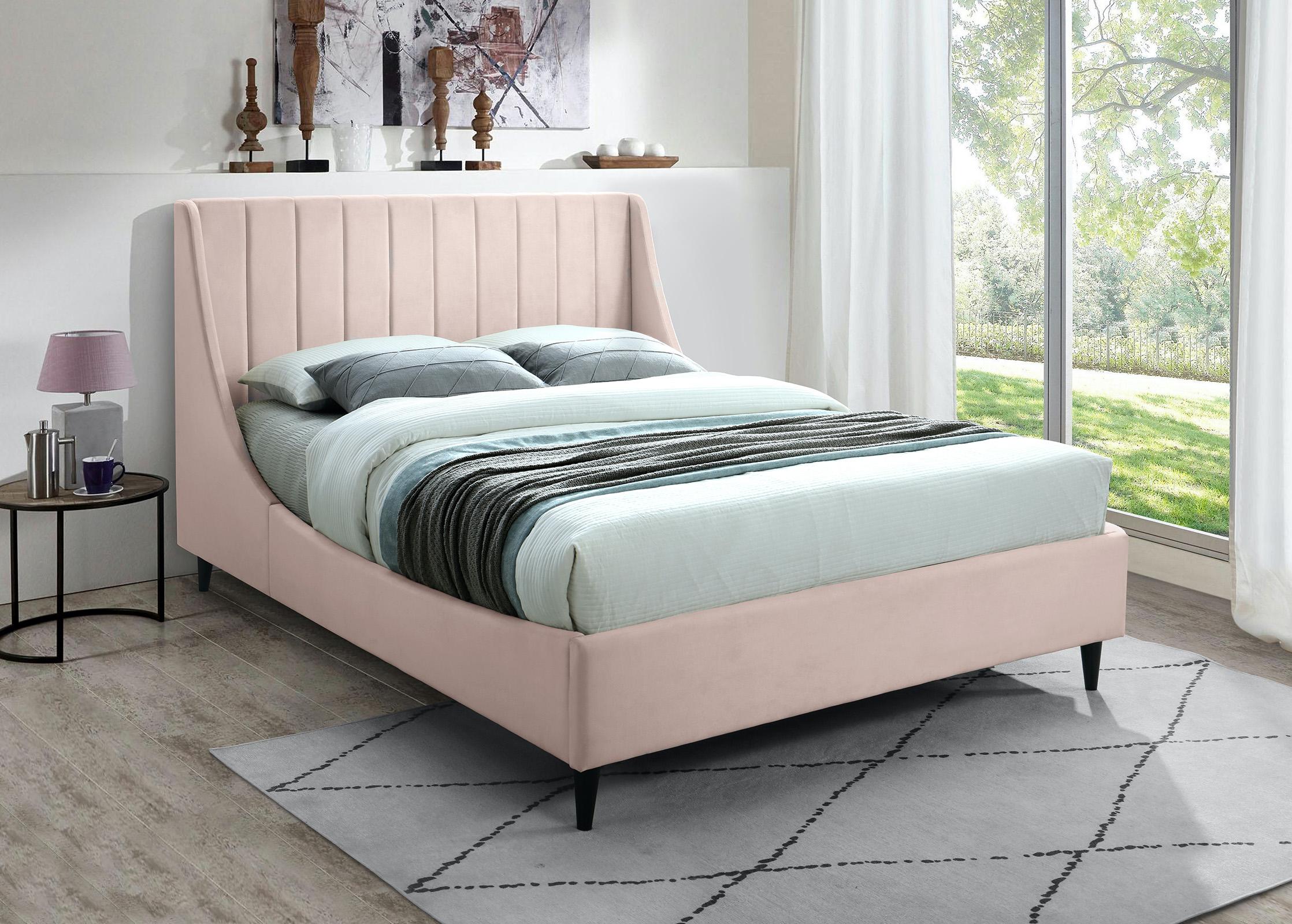 

    
Pink Velvet Channel Tufted Queen Bed EVA EvaPink-Q Meridian Contemporary Modern
