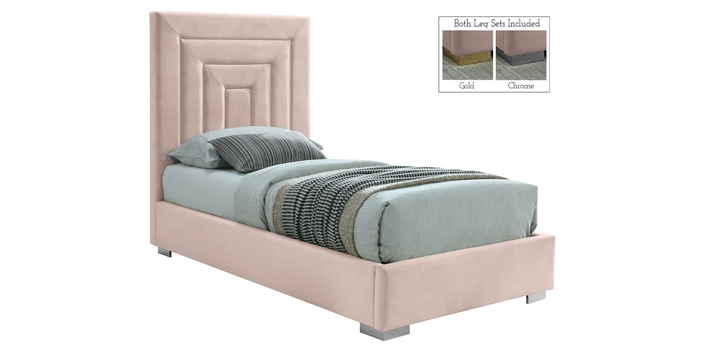 Contemporary, Modern Platform Bed NORA NoraPink-T NoraPink-T in Pink Fabric