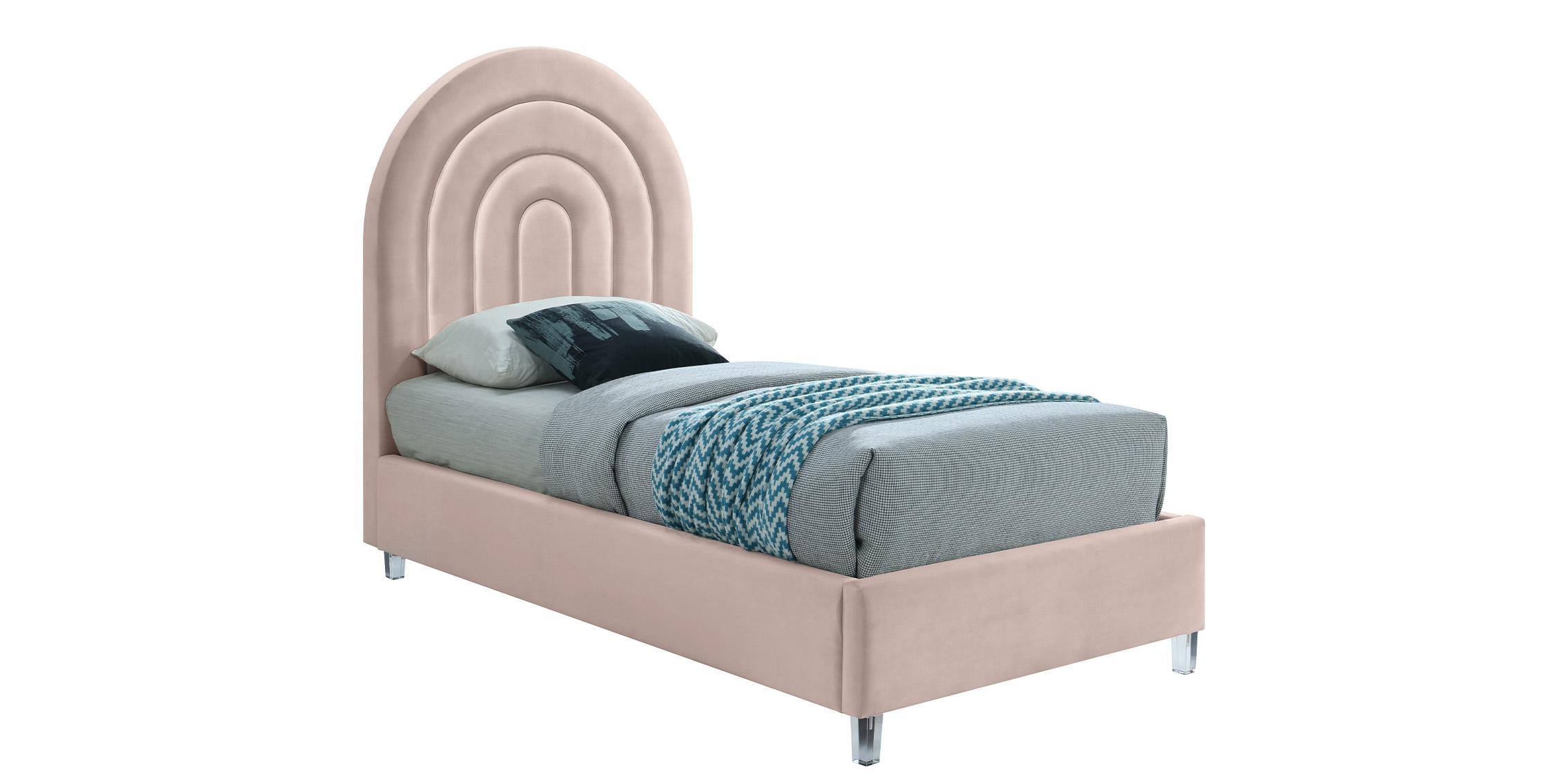 Contemporary, Modern Platform Bed RAINBOW RainbowPink-T RainbowPink-T in Pink Fabric