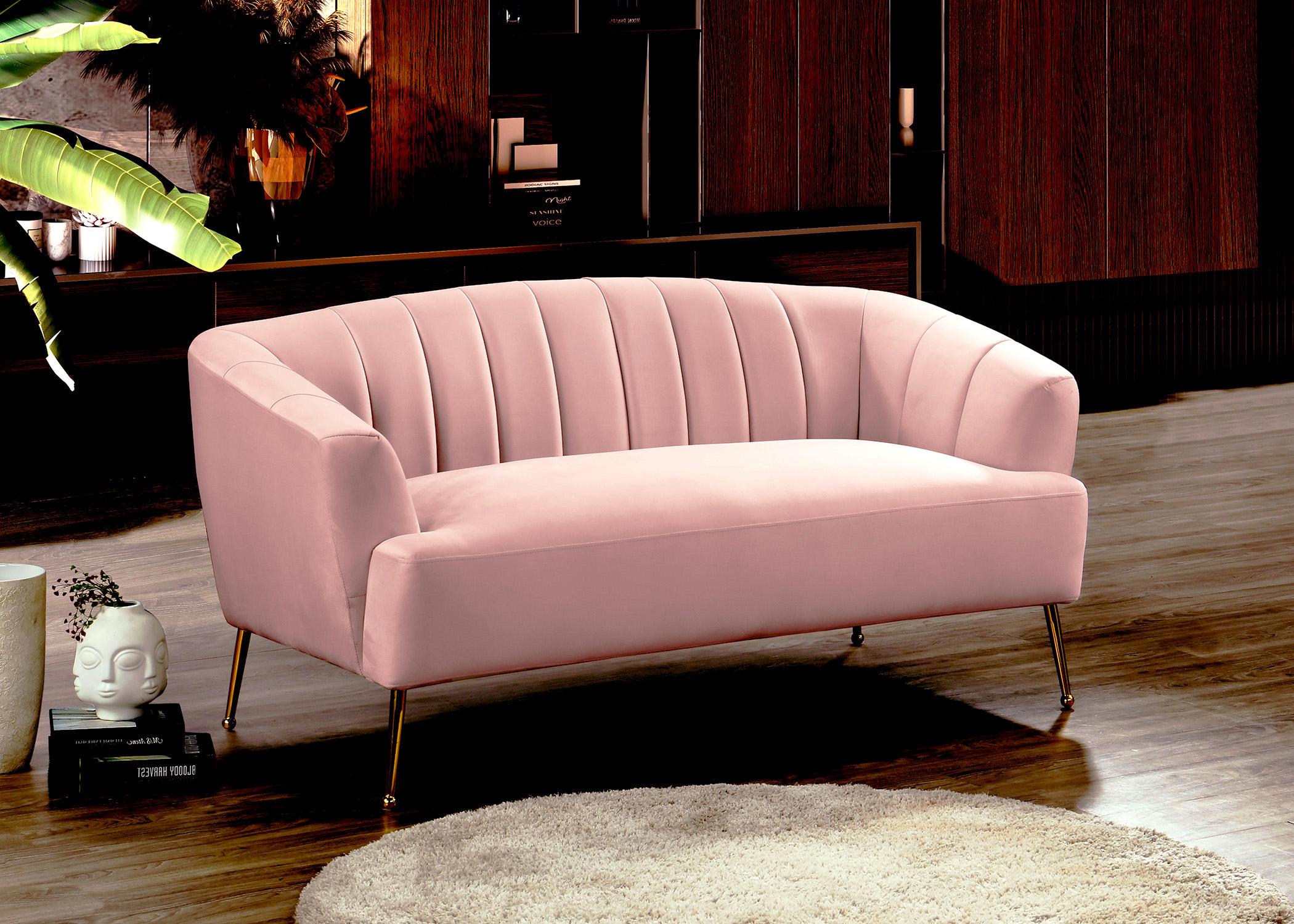 

    
 Order  Pink Velvet Channel Tufted Sofa Set 2P TORI 657Pink Meridian Modern Contemporary
