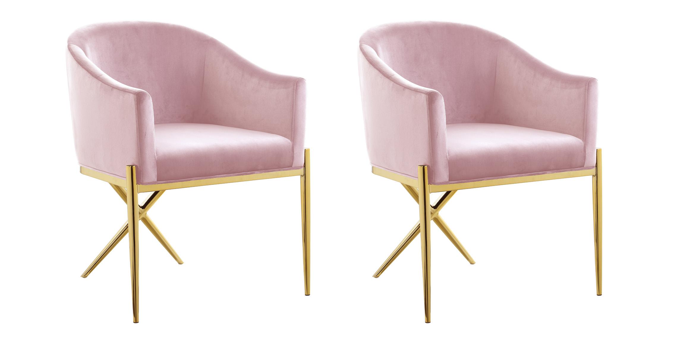 

        
Meridian Furniture XAVIER 763Pink-C Dining Chair Set Pink/Gold Velvet 704831403756
